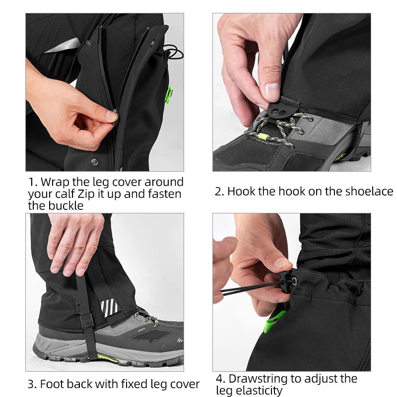 Rockbros Waterproof Outdoor Leg Gaiters For Hiking And Skiing
