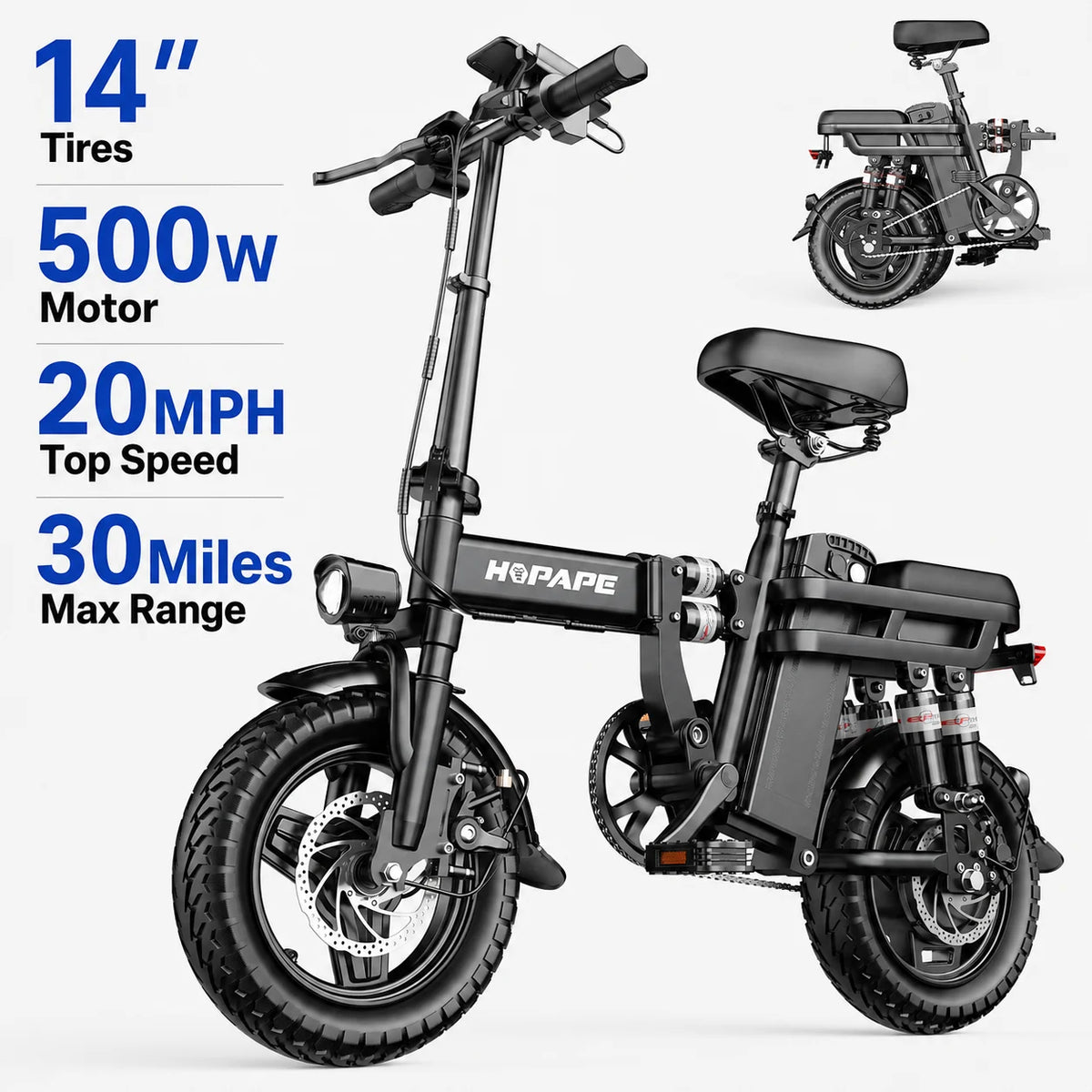 EOEOTWO Heavy Duty Ebike 390 Lb Capacity 34 MPH Front Suspension