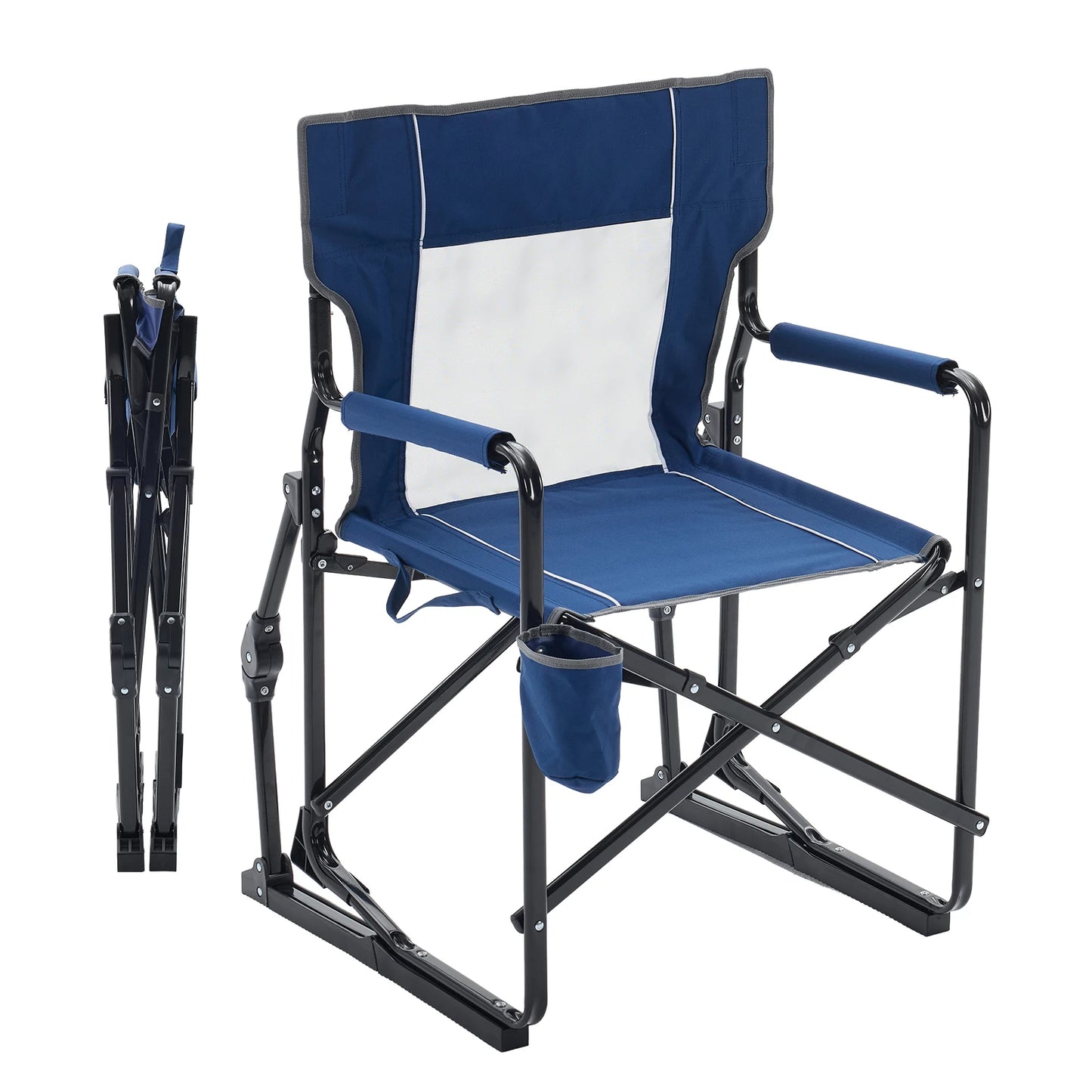 JHK Outdoor Folding Rocking Chair With Mesh Back Waterproof Armrests