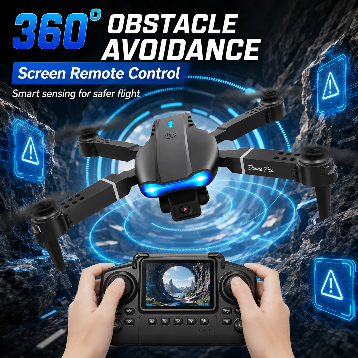 ZNLYRION RC Drone With Screen Remote Control Foldable 4K Dual Camera FPV