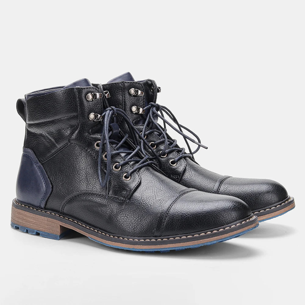 Hecrafted Men Ankle Boots With Zip And Metal Decoration