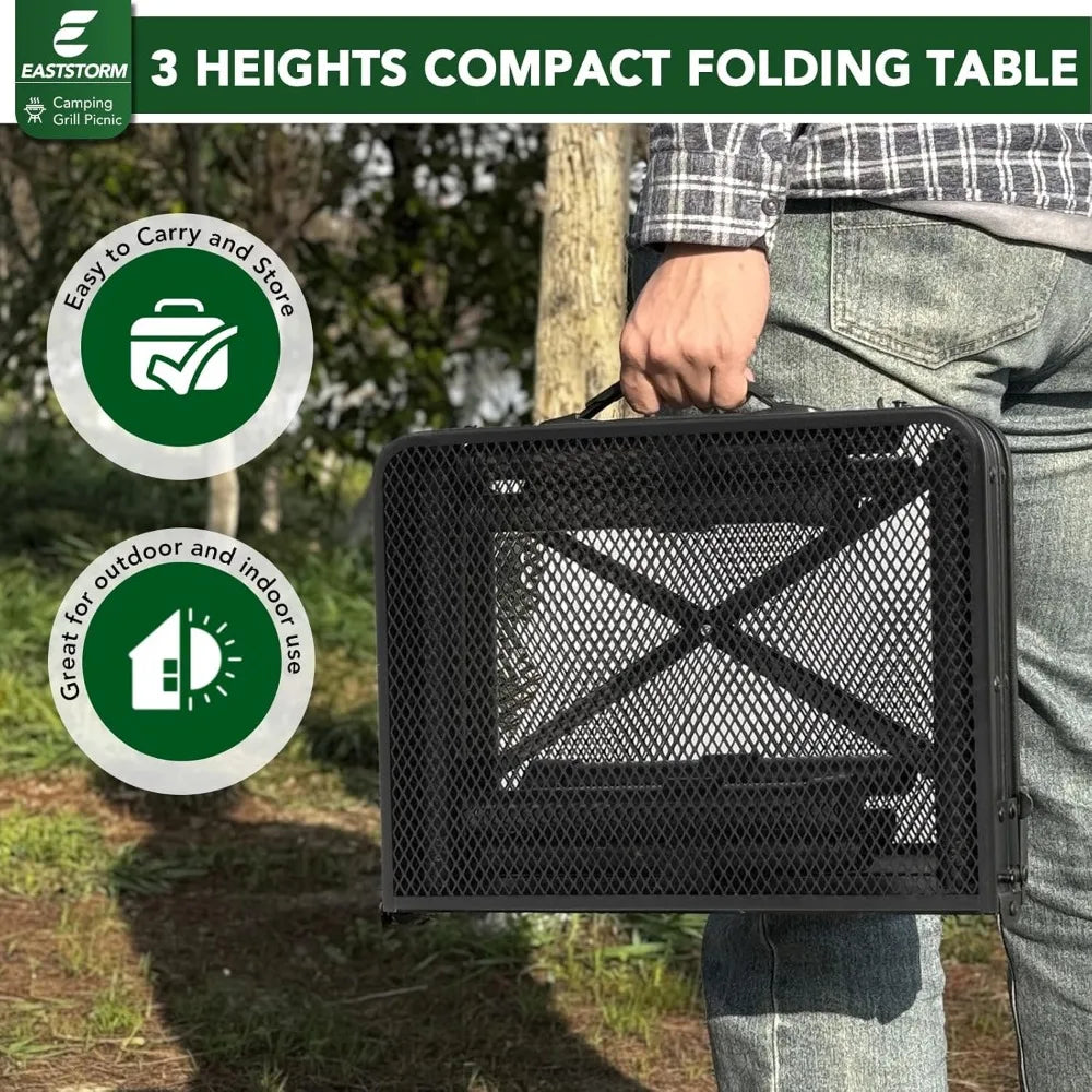 XIUWO Folding Grill Table Outdoor Portable Metal Mesh Surface