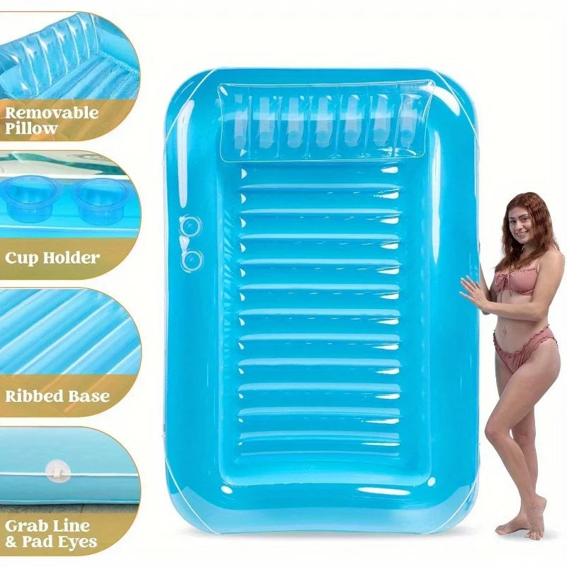 Joyfy Inflatable Tanning Pool Lounger Float With Pillow