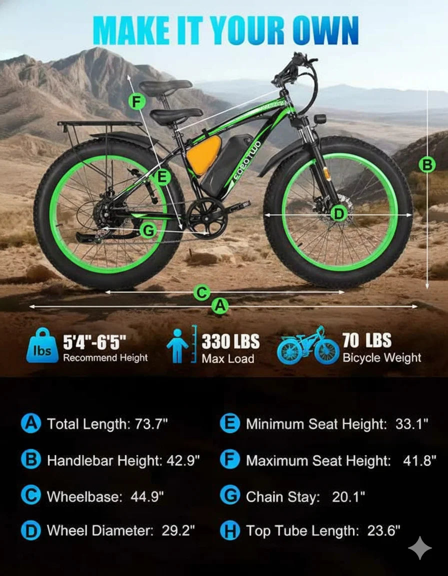 EOEOTWO Fat Tire Electric Bike For Adults 48V 20Ah 1000W Motor