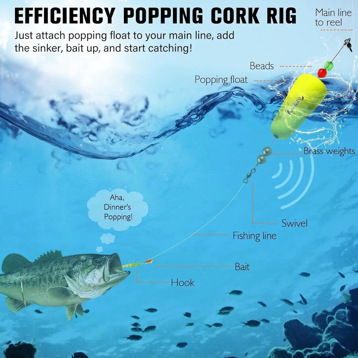Three Shapes Popping Cork Fishing Floats Set for Saltwater Freshwater