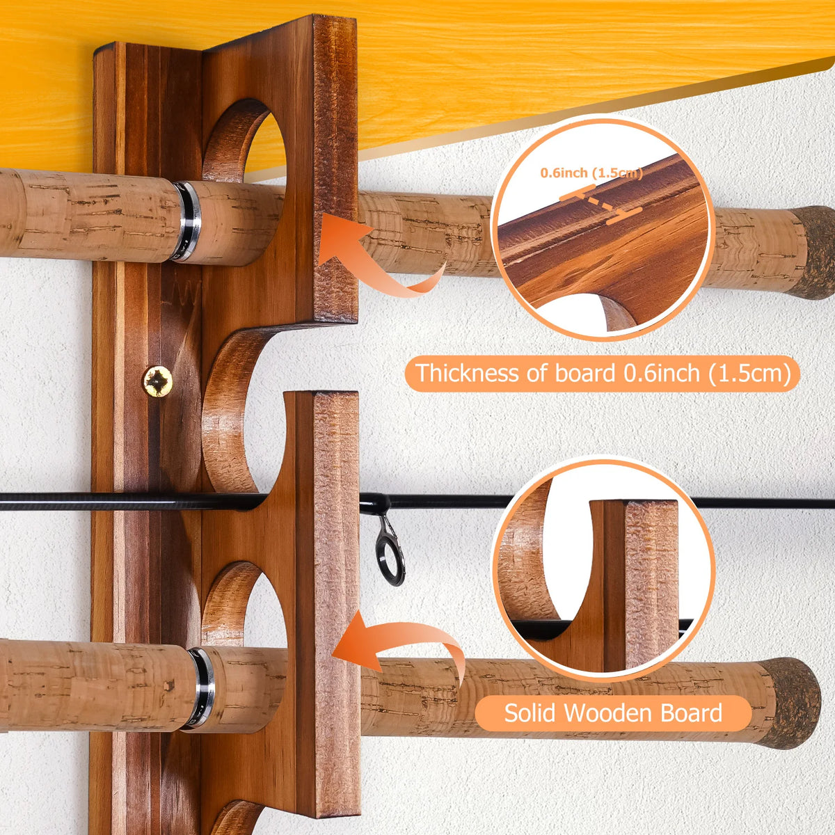 Ghosthorn Fishing Rod Rack Wall Mount Organizer Garage Storage