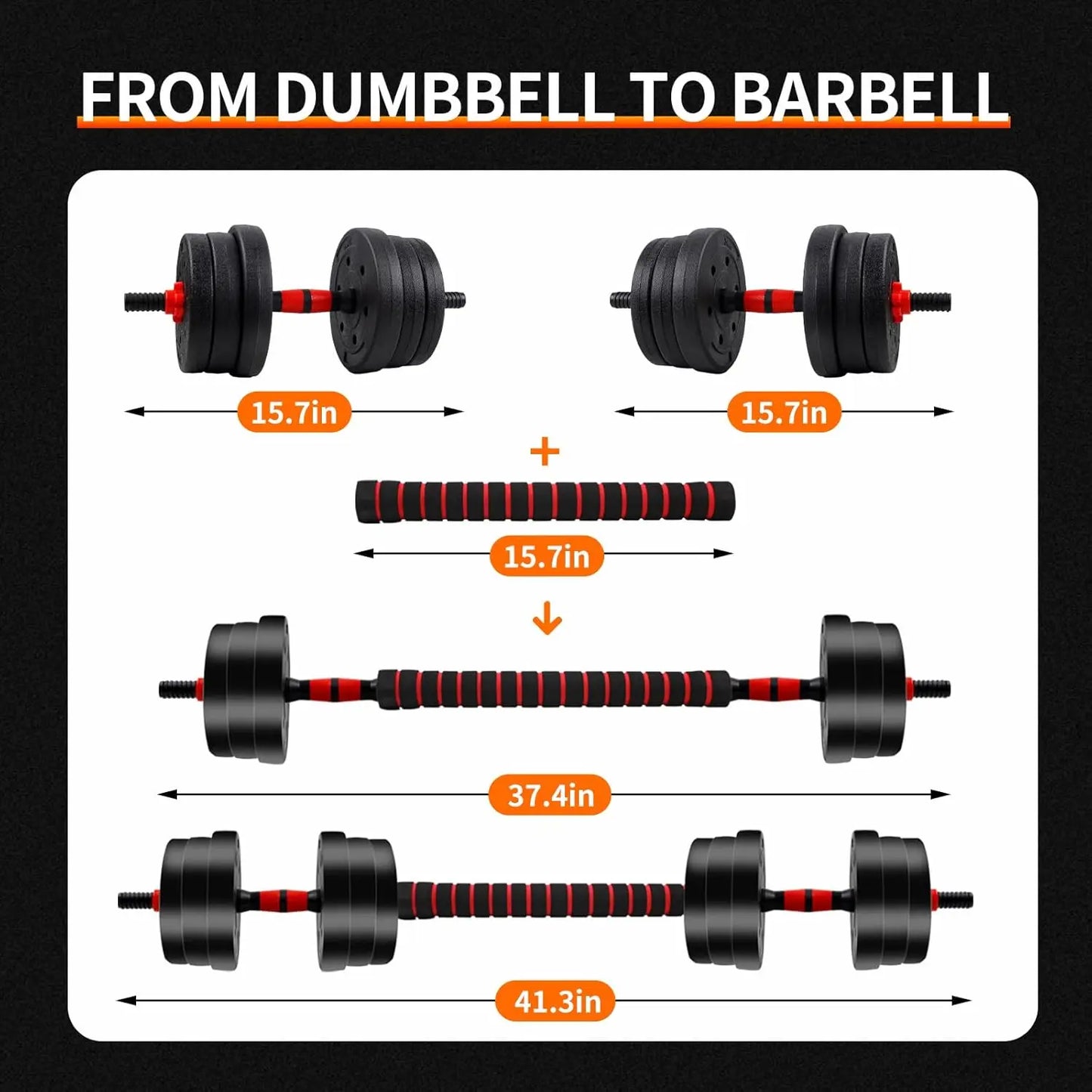 Adjustable Dumbbell Barbell Set With Anti Slip Grip Home Gym