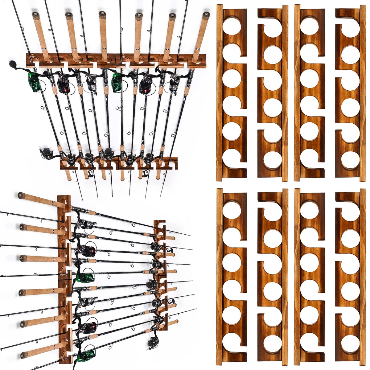 Ghosthorn Fishing Rod Rack Wall Mount Organizer Garage Storage