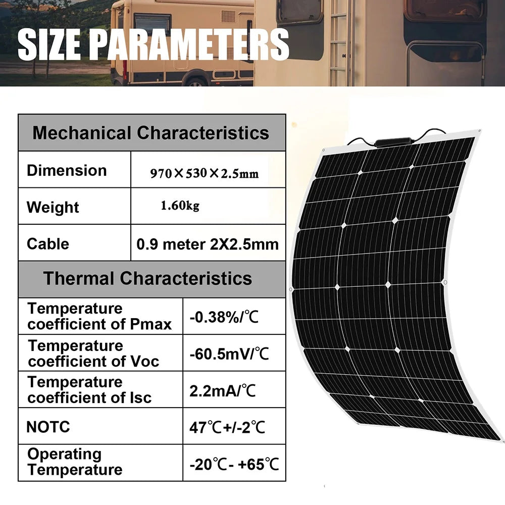 DGSunlight Flexible 100W 12V Monocrystalline Solar Panel