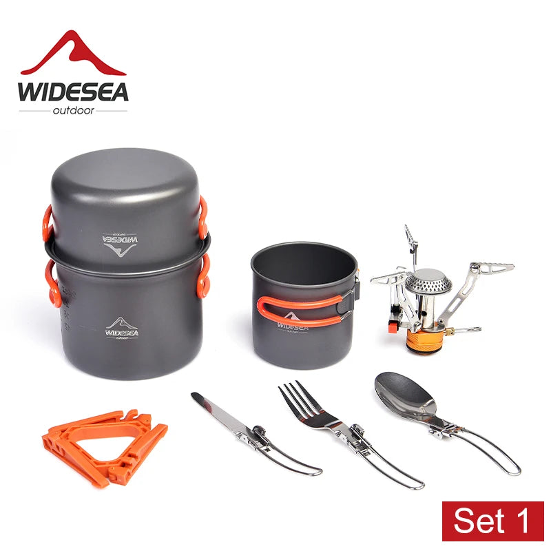 Widesea Compact Aluminum Camping Cookware Set With Utensils