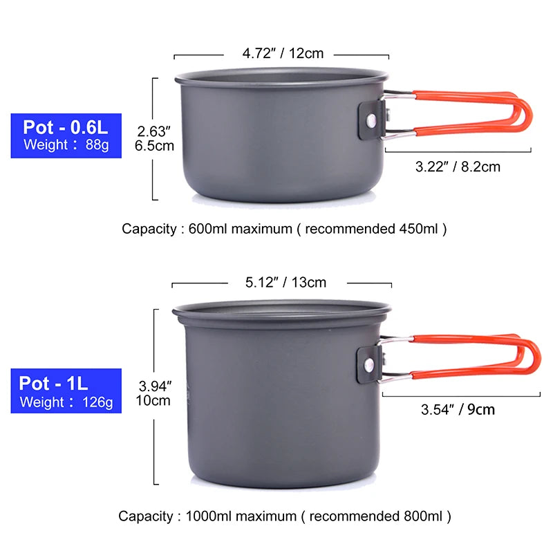 Widesea Compact Aluminum Camping Cookware Set With Utensils