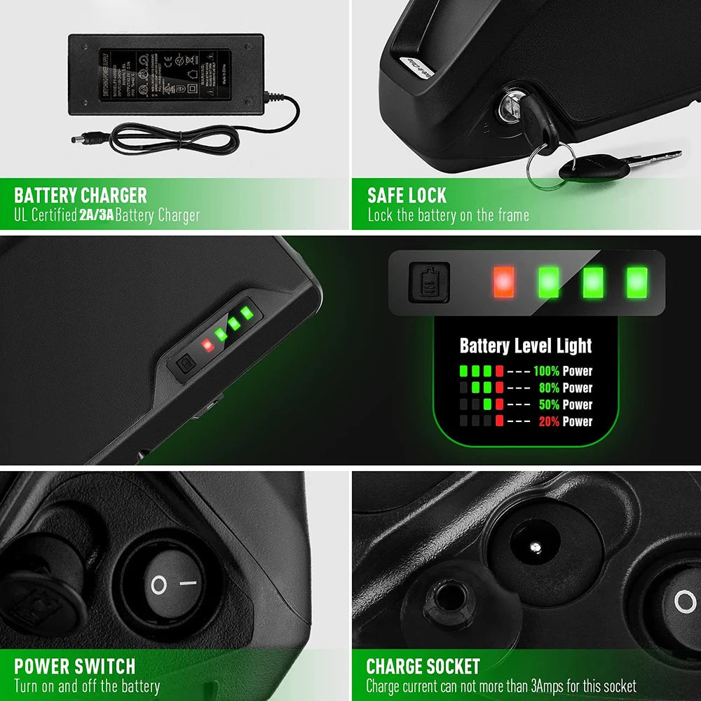 UNITPACKPOWER E-Bike Downtube Battery Pack 36V 48V 52V 72V
