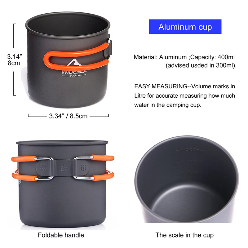 Widesea Compact Aluminum Camping Cookware Set With Utensils