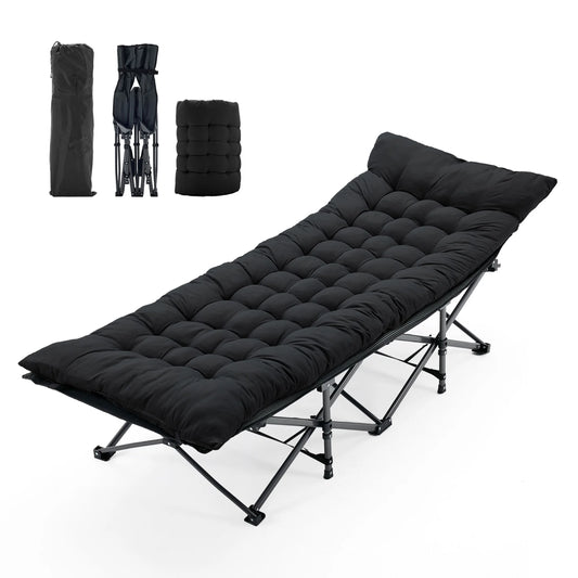 JHK Folding Camping Bed Lounge Chair With Sturdy Carbon Steel Frame Outdoor