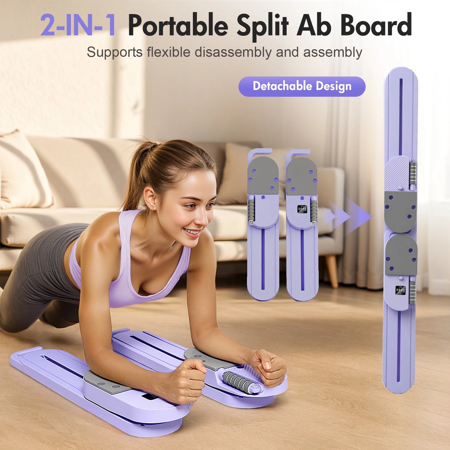 2-In-1 Ab Pilates Board Portable Ski Board For Full-Body Fitness