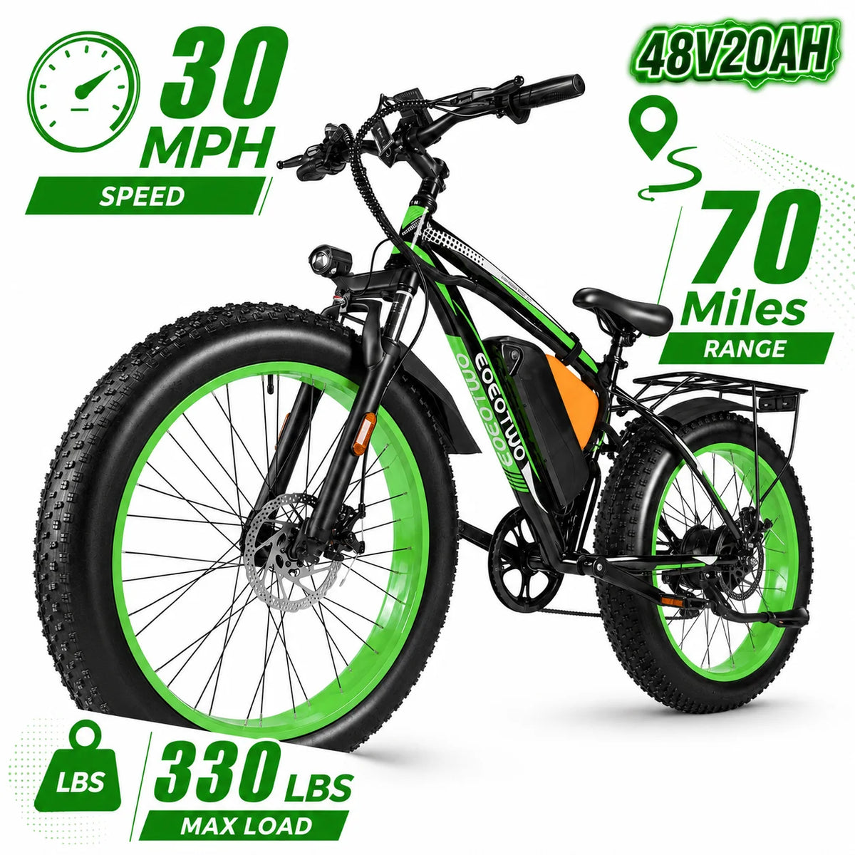 EOEOTWO Fat Tire Electric Bike For Adults 48V 20Ah 1000W Motor