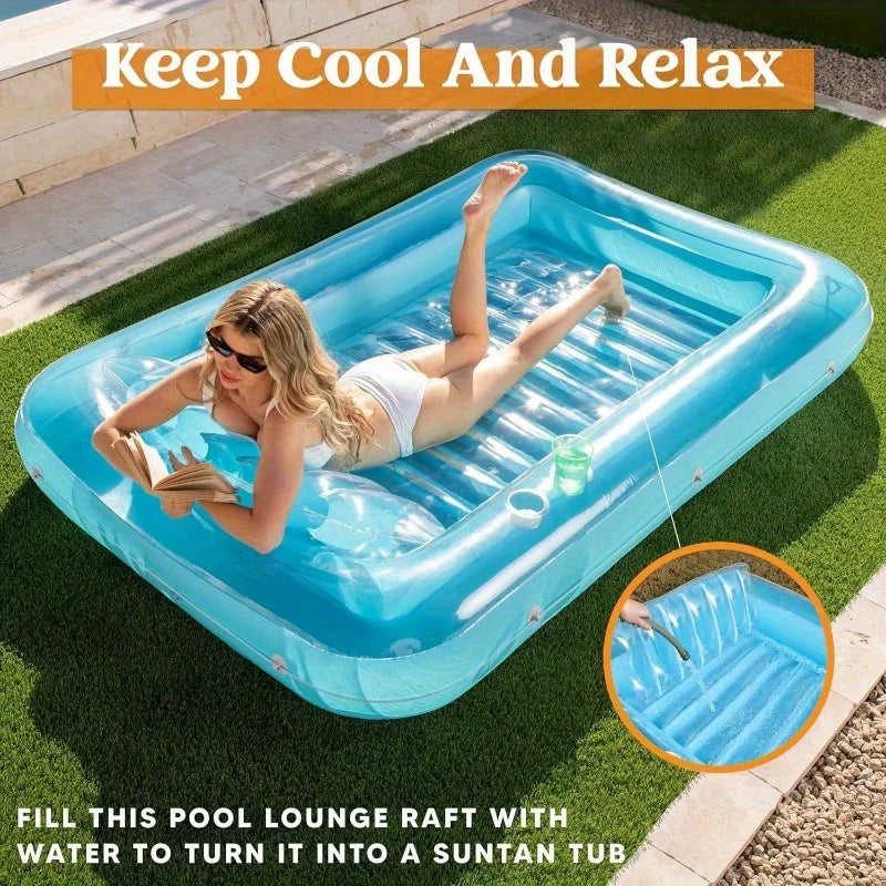 Joyfy Inflatable Tanning Pool Lounger Float With Pillow