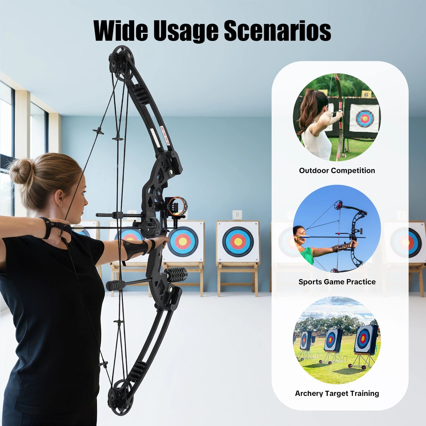Compound Bow Hunting Kit With 12 Arrows 3 Pin Sight