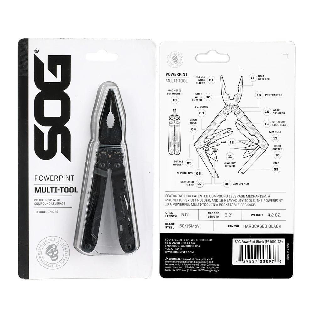 SOG PowerPint 18 In 1 Pocket Multi Tool Stainless Steel