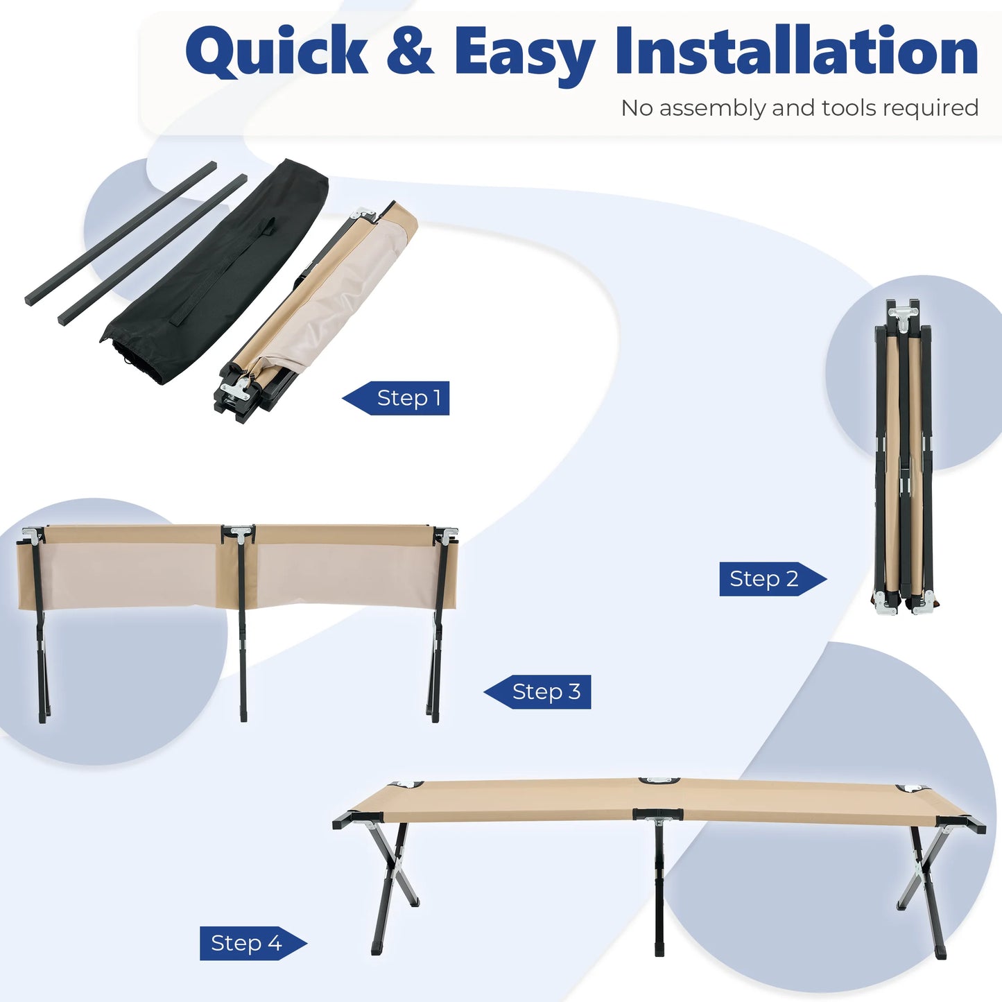 JHK Portable Folding Camping Cot With Sturdy Carbon Steel Frame
