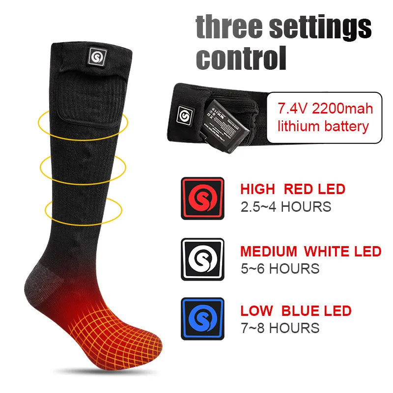 Snow Deer Rechargeable Heated Thermal Cotton Winter Socks
