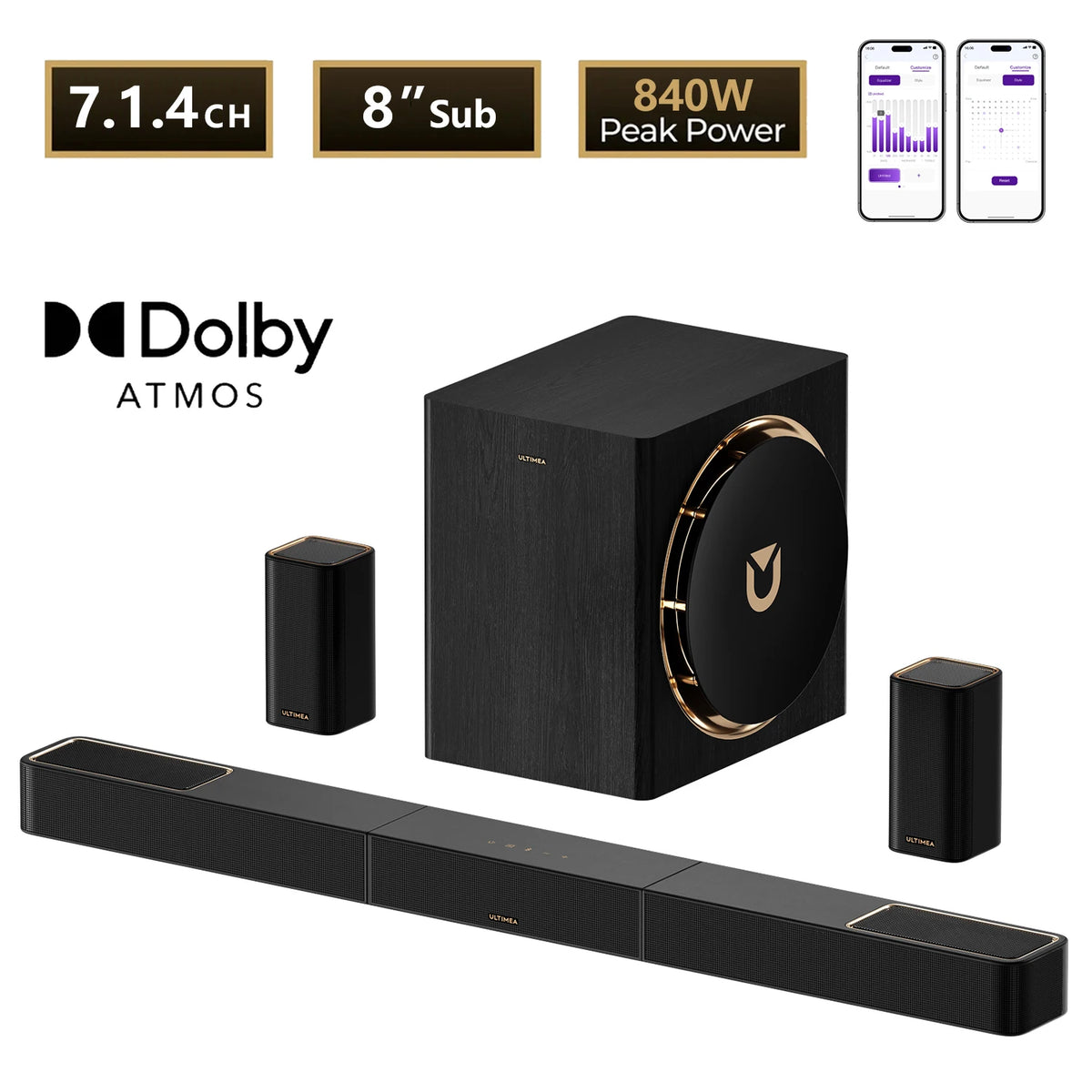 Ultimea 714 Channel Soundbar With Dolby Atmos And Wireless Speakers