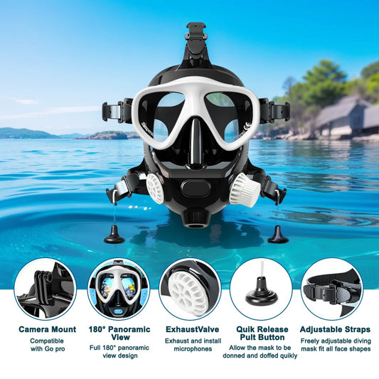 Smaco Full Face Snorkel Mask With Silicone 180 Degree View