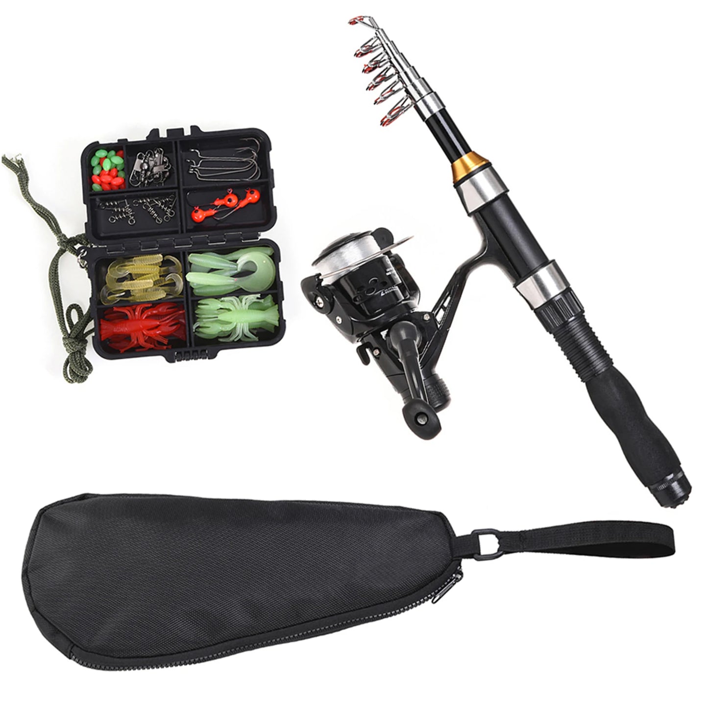 Telescopic Fishing Rod Reel Combo Complete Kit With Lures