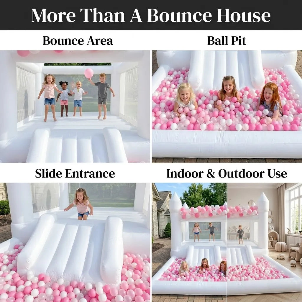 Inflatable Bounce House With Slide And Ball Pit For Kids