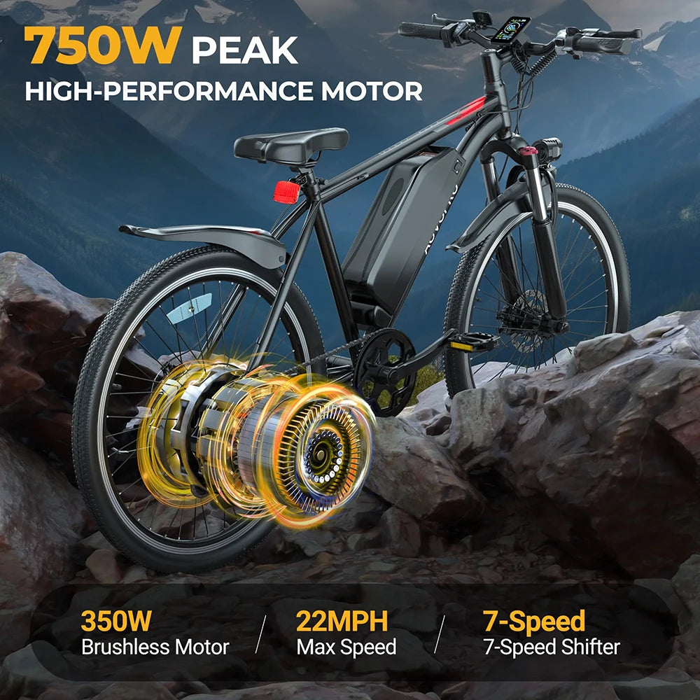 AOVOPRO BK520 Electric Bike 750W Motor 48V Long Range Battery