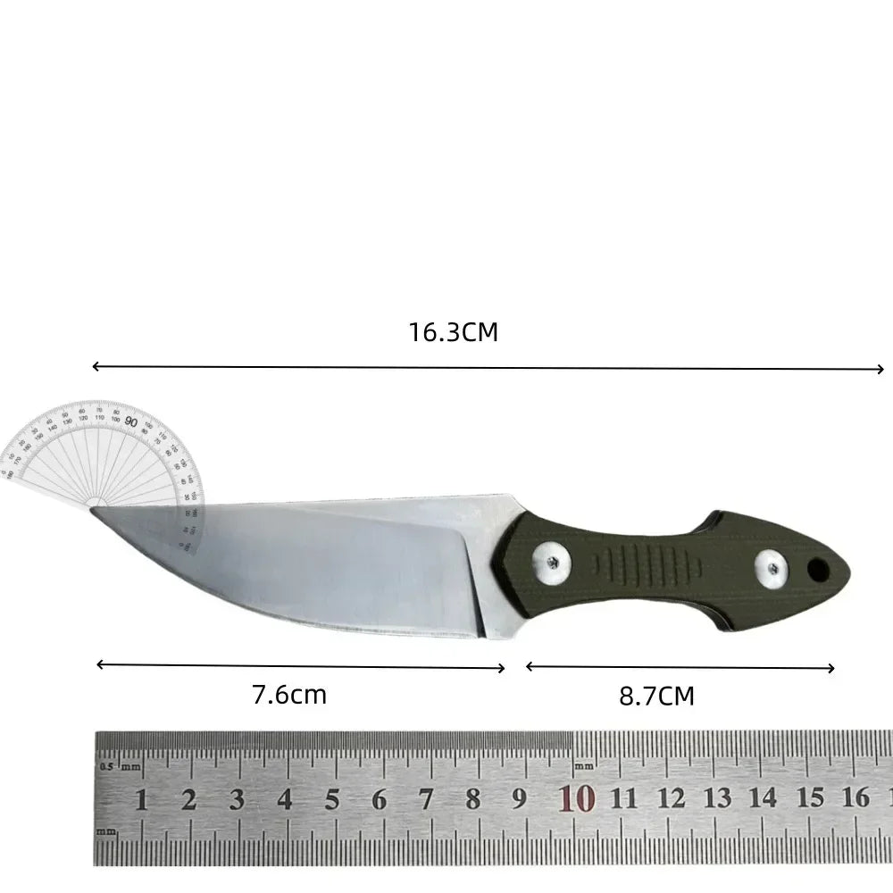 GMF3 Fixed Blade Knife Satin Drop Point With Leather Sheath
