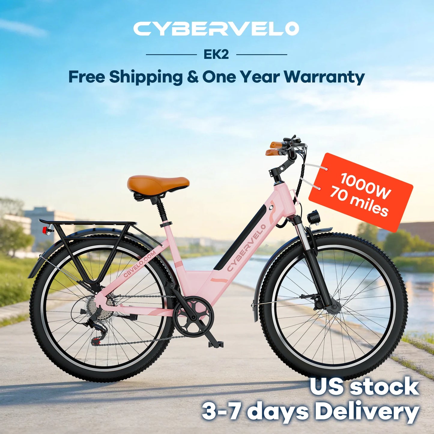 CYBERVELO 1000W Peak Electric Bike With Removable Battery And 7 Speed