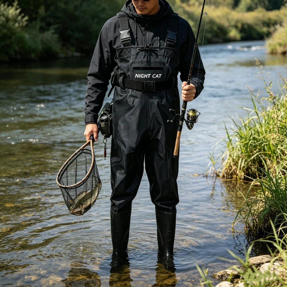 Night Cat Waterproof Chest Waders With Bootfoot Belt For Fishing