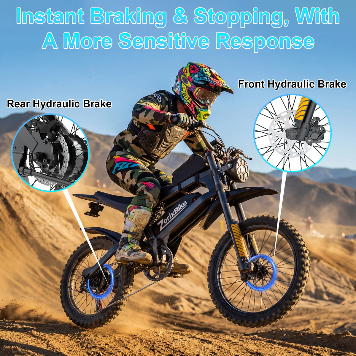 ZorixBike 3000W Electric Bike 48V Battery Off Road Design