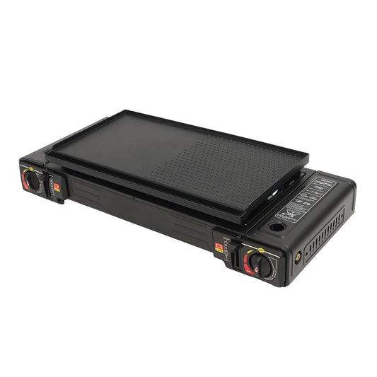 Portable Two Burner Gas Stove With Piezo Ignition And Case