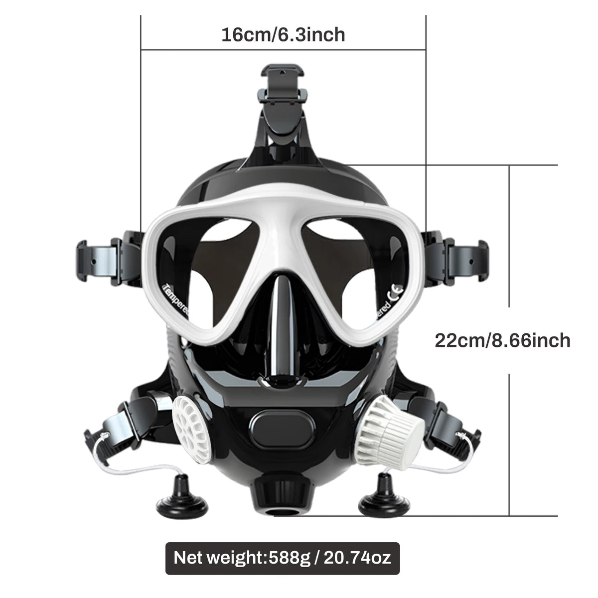 Smaco Full Face Snorkel Mask With Silicone 180 Degree View