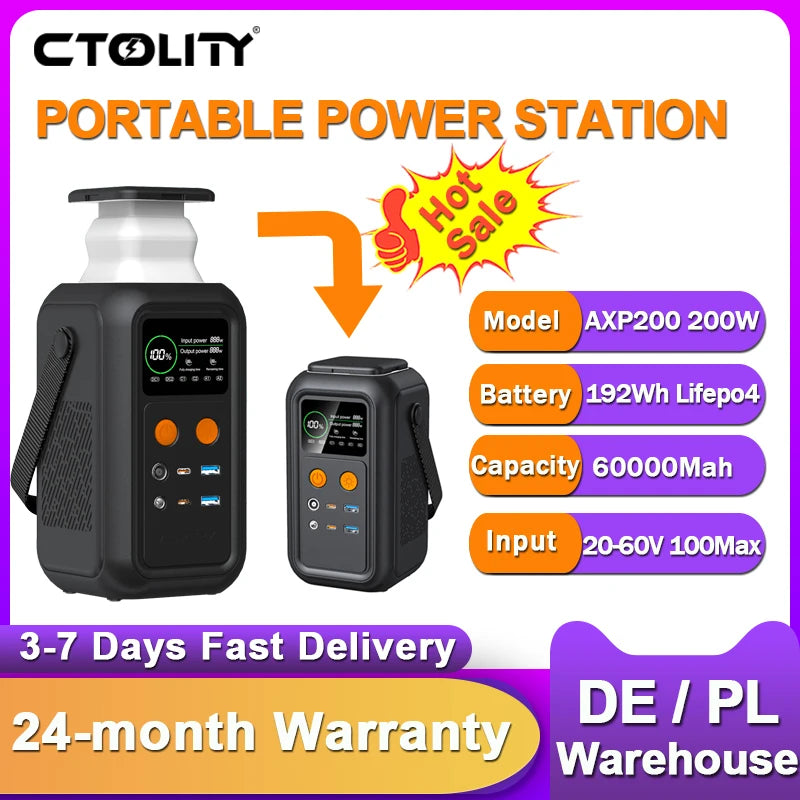 Ctolity 192Wh Lifepo4 Power Station 200W Portable Charger