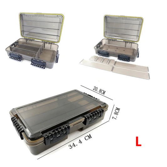 JSFUN Large Capacity Waterproof Fishing Tackle Box With Storage Compartments