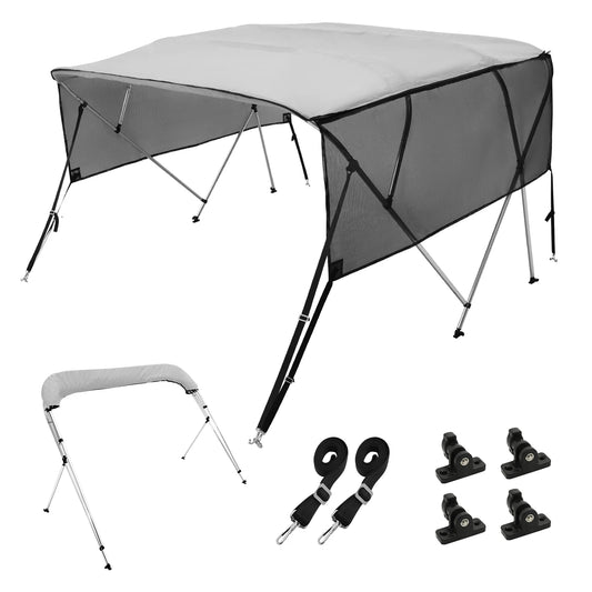 SucceBuy 4 Bow Bimini Top Boat Canopy With Mesh Sidewalls