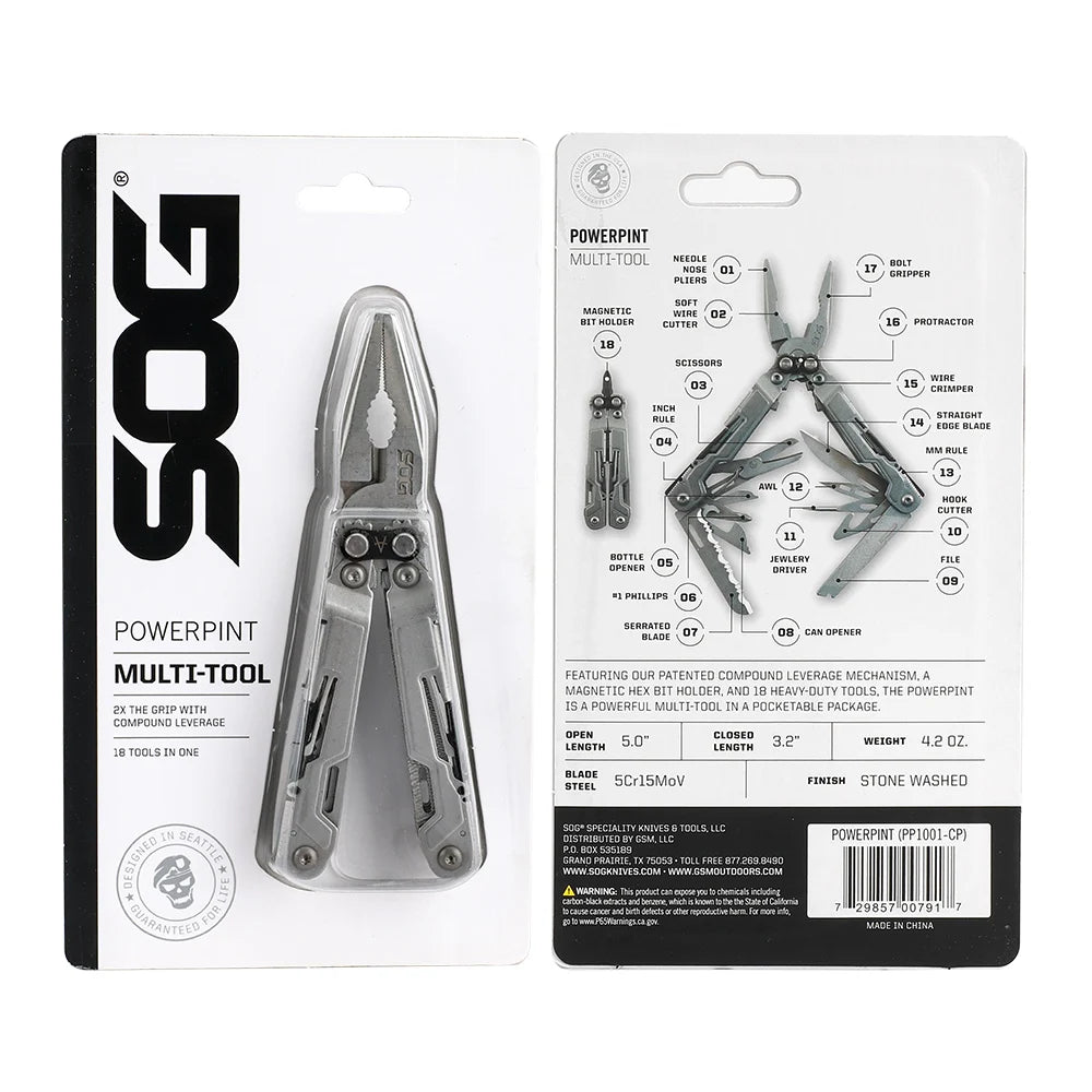 SOG PowerPint 18 In 1 Pocket Multi Tool Stainless Steel