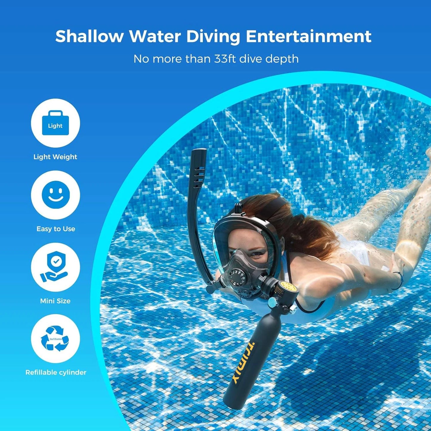 TRIMIX Mini Scuba Tank With Snorkeling Mask Support