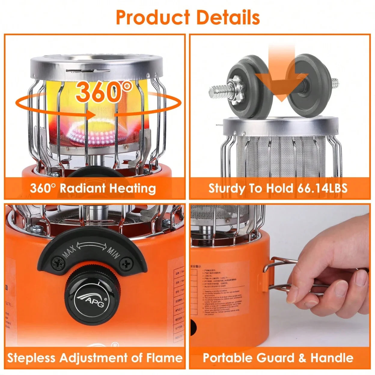 2 In 1 Portable Propane Heater Stove For Outdoor Camping