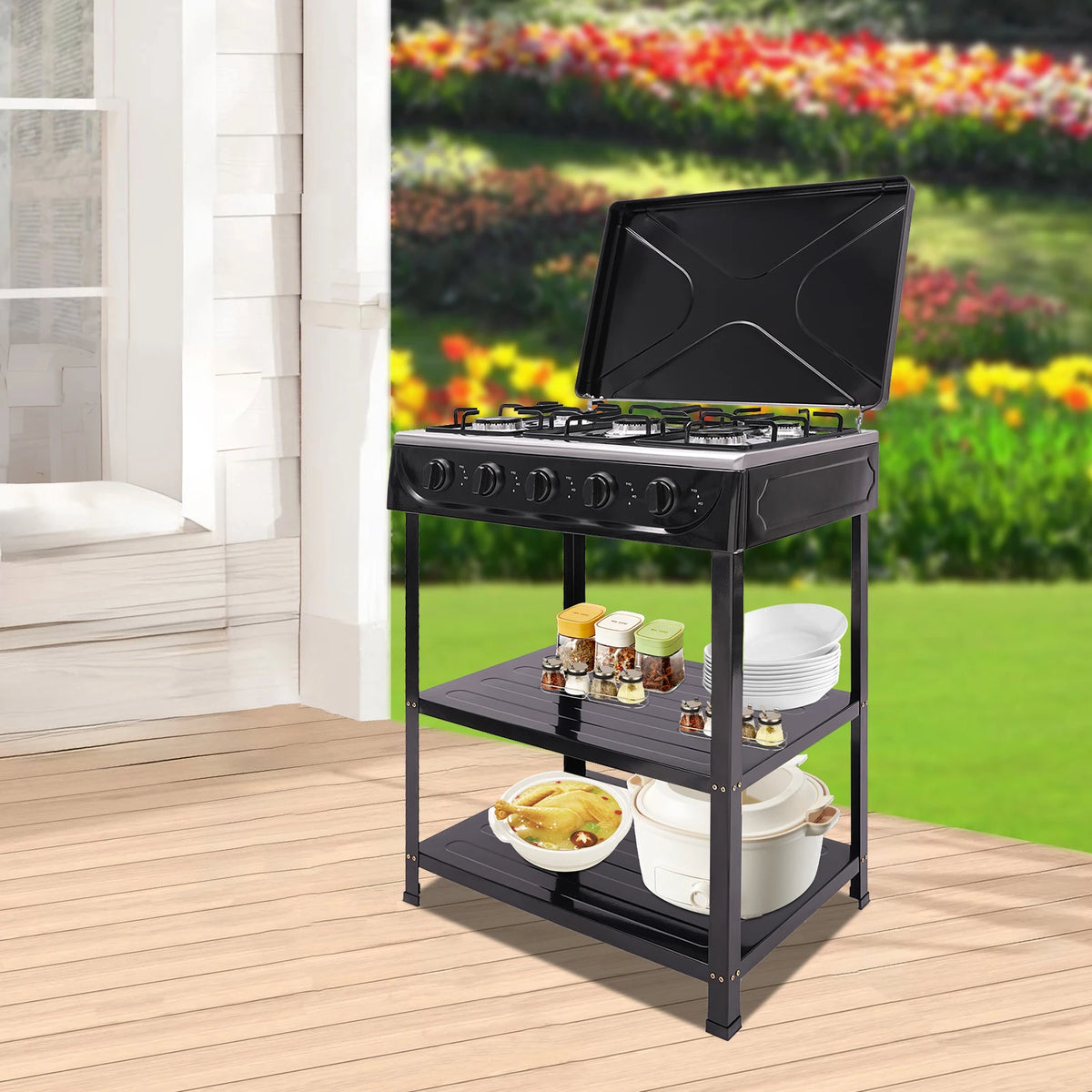 Portable Five Burner Natural Gas Stove For Outdoor Camping