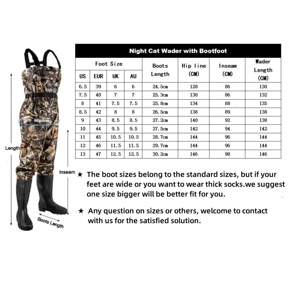 Night Cat Durable Waterproof Fishing Hunting Chest Waders