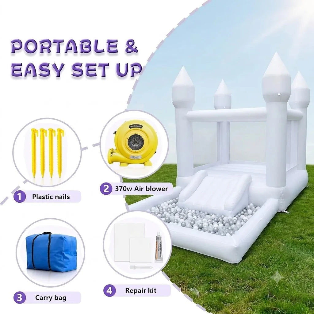 Inflatable Bounce House With Slide And Ball Pit For Kids
