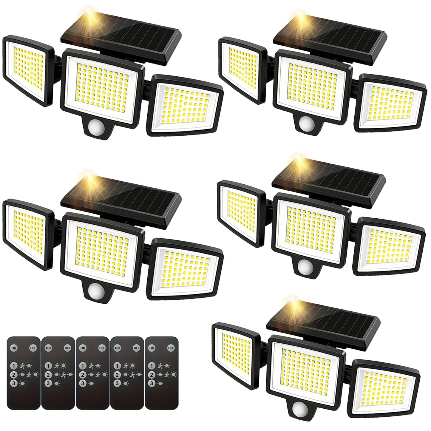 SZRSTH 3-Head Solar Outdoor Light With Motion Sensor Security