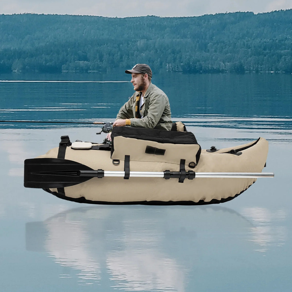 Outdoor Fishing Inflatable Boat Raft With Pump And Adjustable Backrest