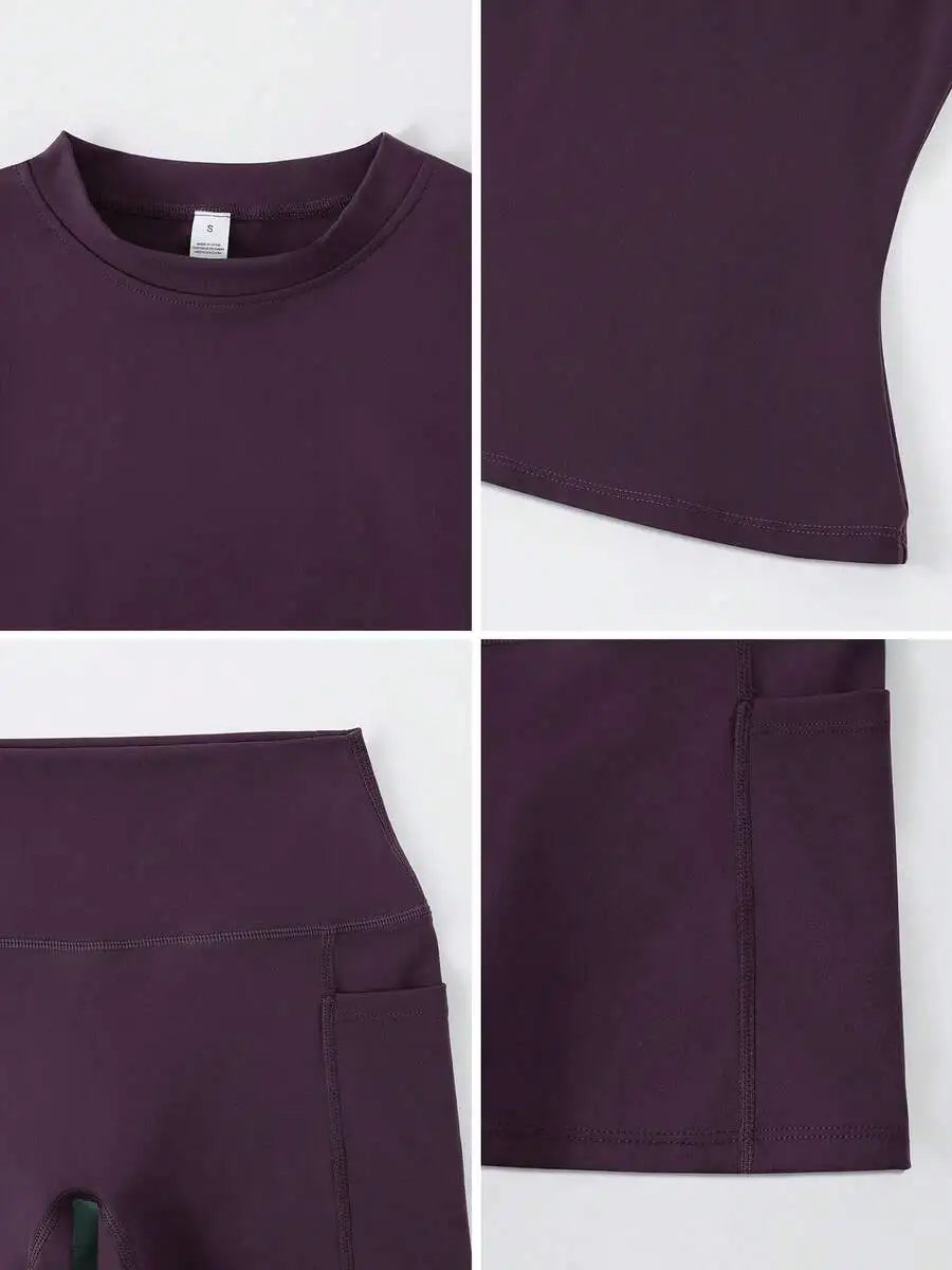 Women's High Waist Sports Shorts Set Tummy Control Butt Lifting