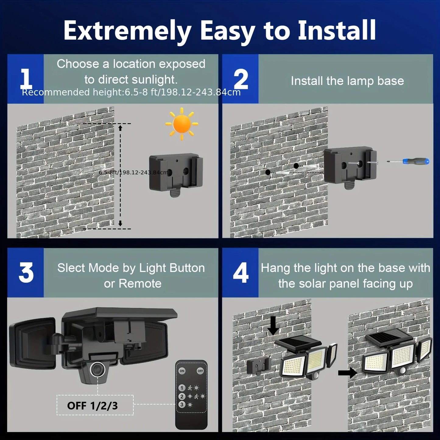 SZRSTH 3-Head Solar Outdoor Light With Motion Sensor Security