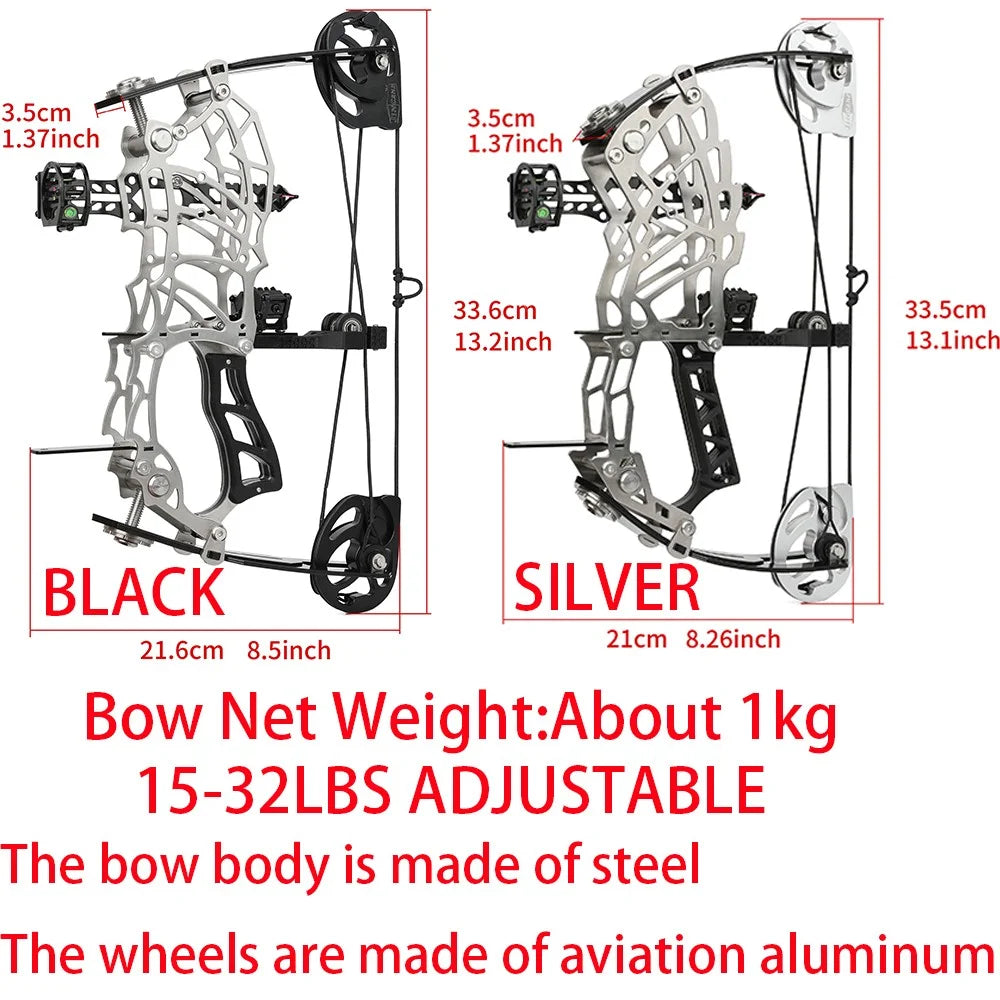 Adjustable Compound Hunting Bow Featuring Stainless Steel Limbs